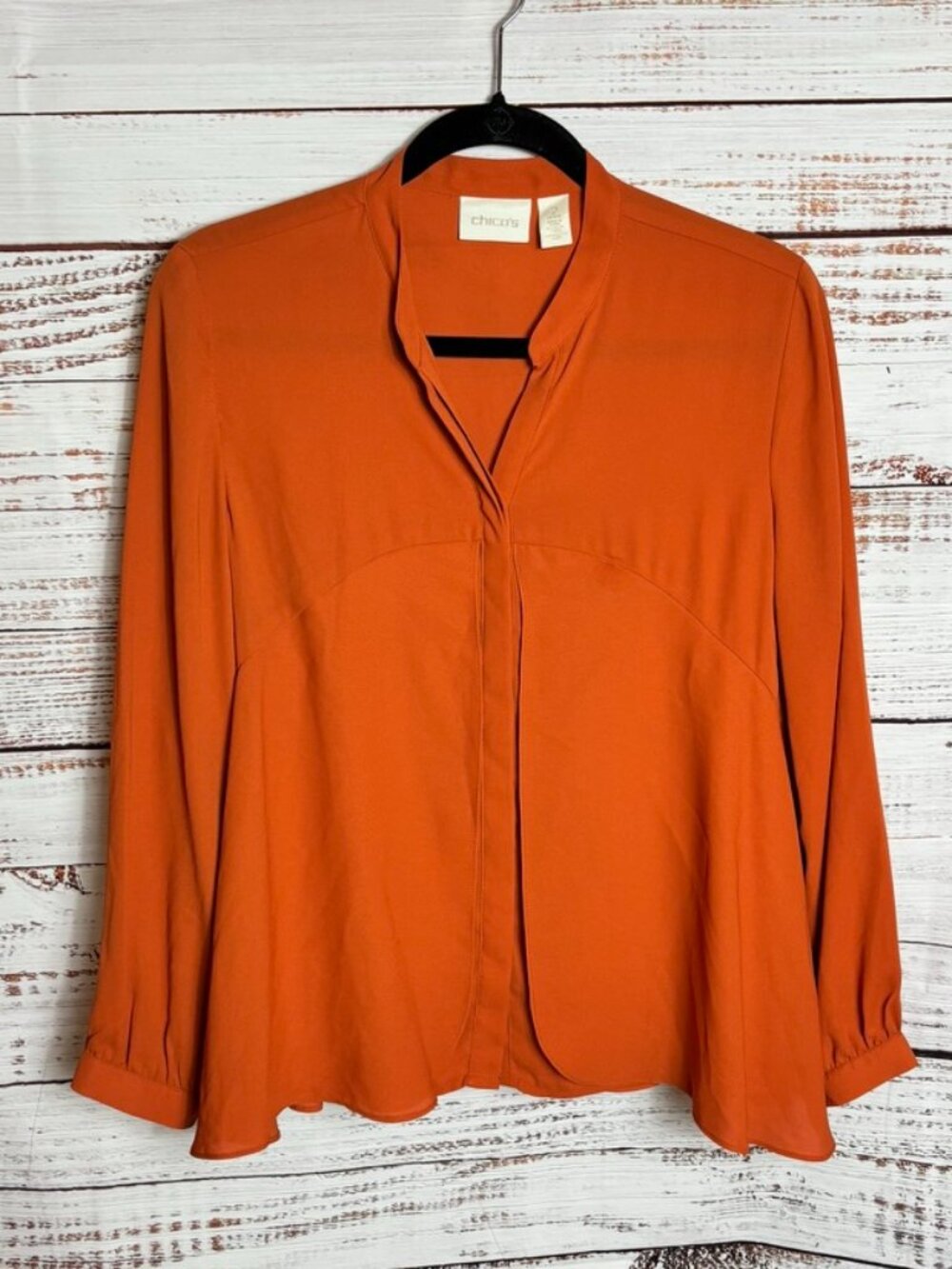 Chico’s women's blouse long sleeve pumpkin color Size 2